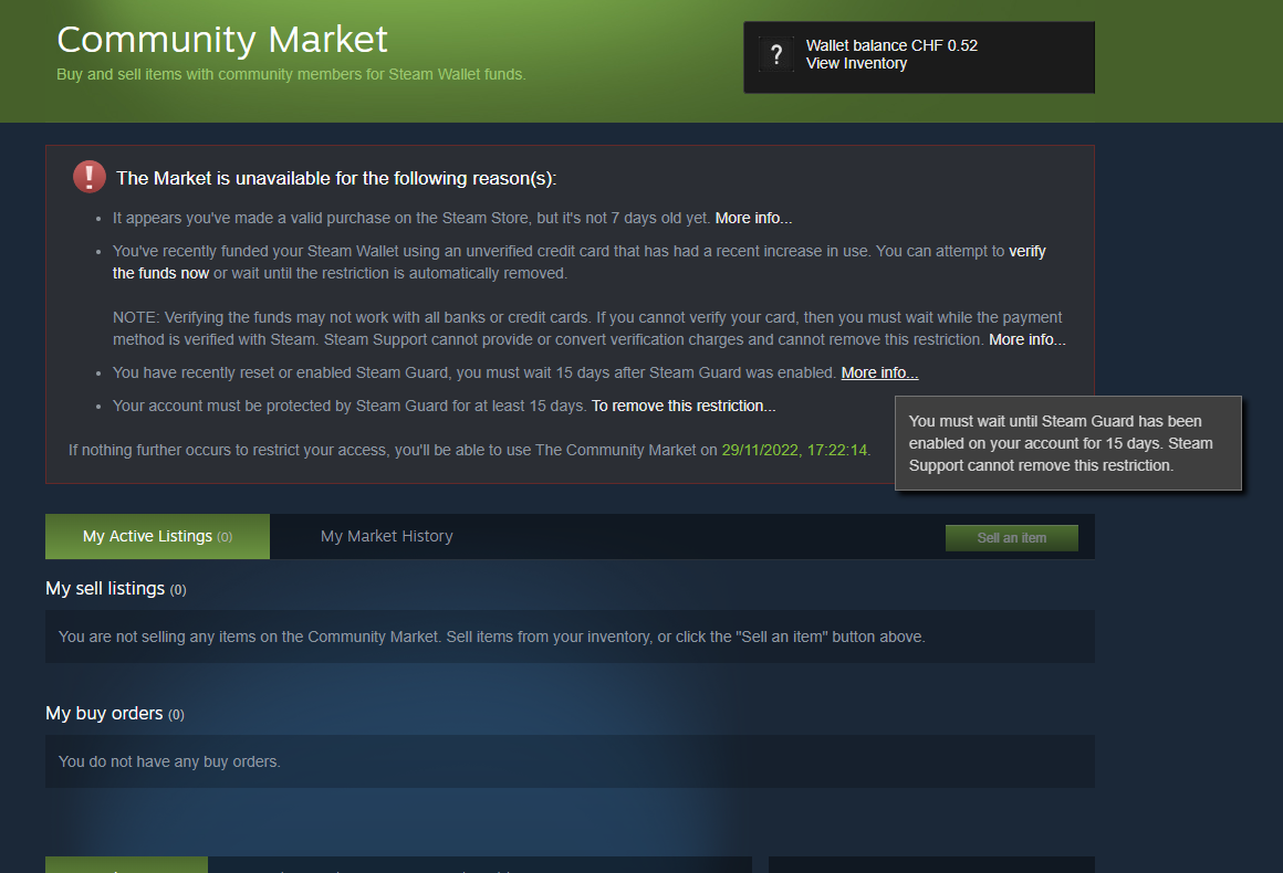 How to check if your steam account can trade - step 4